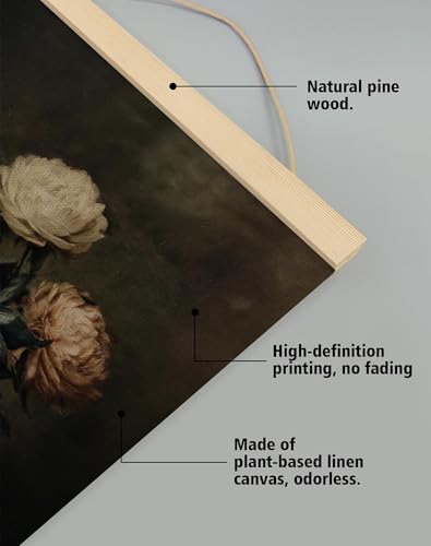 You found a duck Vintage Camellia Flower Poster Wall Art Decor,Retro Camellia Wall Art,Flowers Linen Hanging Poster for Bedroom Living Room Office, Farmhouse18.5X14inch (HD017) - color: HD017