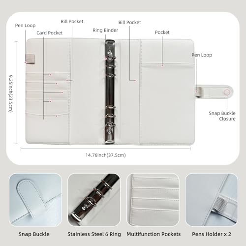 A5 Kpop Photocard Binder, 6 Ring Binder Collector’s Album with 240 Card Slots, PU Leather Binder Cover for Organizing K-Pop, Trading Cards, Game Cards & Memorabilia (White) - color: White