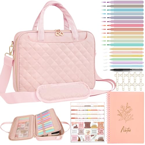 PUGPIU Bible Cover Case for Women, Large Bible Bag with Study Supplies