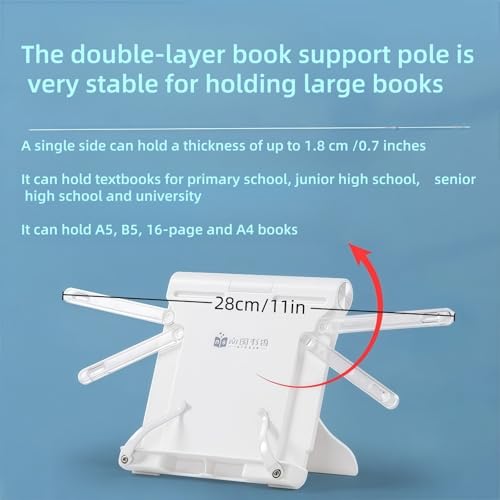 Mini Book Stand Portable, for Travel/Kitchen/Desk, White - color: White