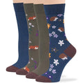 7BIGSTARS Women Cotton Crew Socks, Patterned 4 Pack, M 5-9 - L 8-12 - color: 13 - Light Navy, Olive Green (A34), size: 5-9