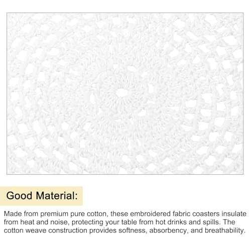 Crochet Doilies, 4Pcs 8 Inch - Handmade Crochet Cotton Coaster, Round Lace Placemats with Floral Patterns for Wedding Party Decoration (White)