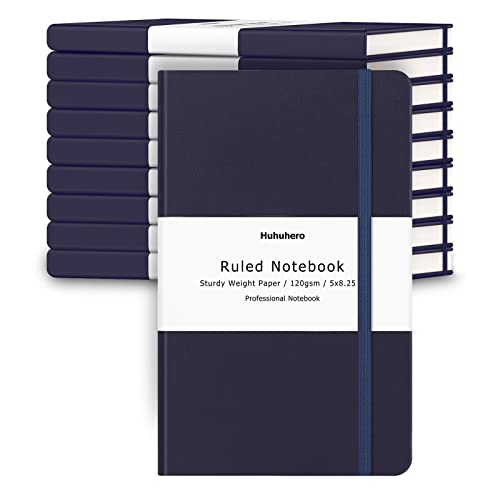 10 Pack Lined Notebook Journals for Writing, Ruled 5.25"×8.25", Navy Blue - color: Navy Blue, size: 10