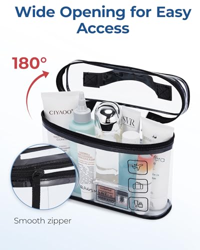 BAGSMART TSA Approved Toiletry Bag, 2 Pack Clear Makeup Cosmetic Bag Organizer, Quart Size Travel Bag for Toiletries, Carry-on Travel Accessories Essentials, Black-2pcs - color: 01-Black