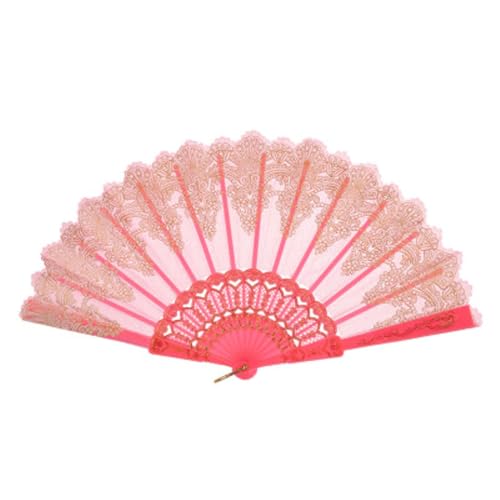 Chinese Style Folding Fan For Weddings And Festivals Foldable Fan Portable Decoration Festival Performance Stage Props Decoration (pink) - color: Pink