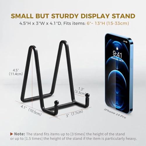 Plate Holder Easel Display Stand - 4.5 inch Metal Plate Stands for Display - Tabletop Picture Stand - Black Iron Easels for Display Pictures | Photo Frames | Book | Decorative Plates | Plaque -2 Pack - size: 4.5 inch (2 pack)