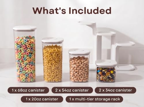 Pop Airtight Food Storage Containers with Lids, 6-Pc Set with Rack