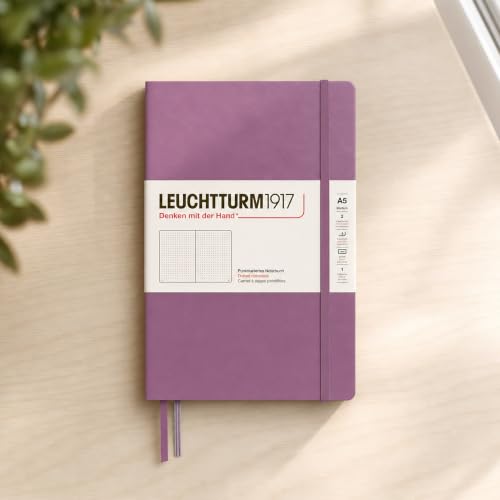 LEUCHTTURM1917 - Notebook Hardcover Medium A5-251 Numbered Pages for Writing and Journaling - Thinking Ahead (Dotted Paper, Dusty Rose) - color: Dusty Rose, style: Dotted