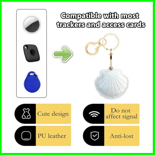 Leather Keychain holder Protective Case Compatible with Apple AirTag - color: White
