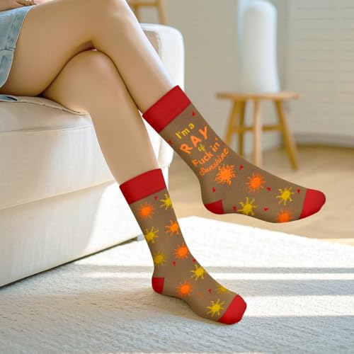 Funny Socks for Women and Teenage Girls, Cute Crazy Unique Novelty Gifts - color: C-ray-redgrey-1
