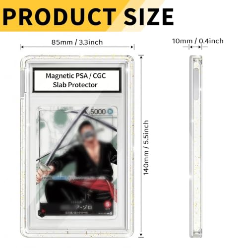 PSA CGC 35PT Slab Guard, Glitter TPU Frame & Tempered Glass Front, Clear - color: Fully Transparent