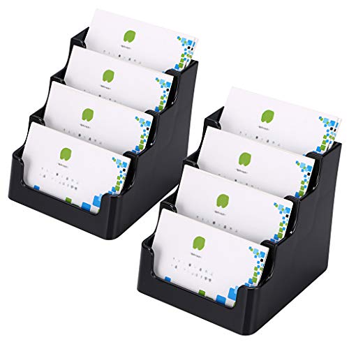 Hipiwe 2 Packs 4-Tier Acrylic Business Card Holder Desktop Index Card Stand - color: Black