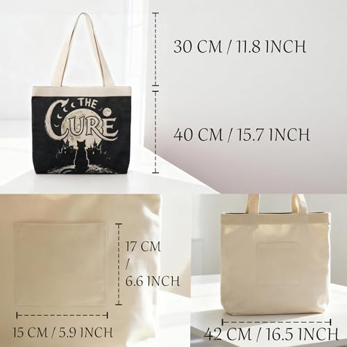 Large Tote Shopping Bag Cotton Canvas-Reusable grocery Bag with Zipper Aesthetic Reusable Shoulder Bag - style: Style-a
