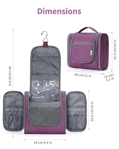 Narwey Large Hanging Travel Toiletry Bag for Women, Makeup Cosmetic Bag - color: AA-Purple, size: Large