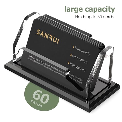SANRUI Acrylic Black Business Card Holder Clear Desk Display Stand 1 Slot