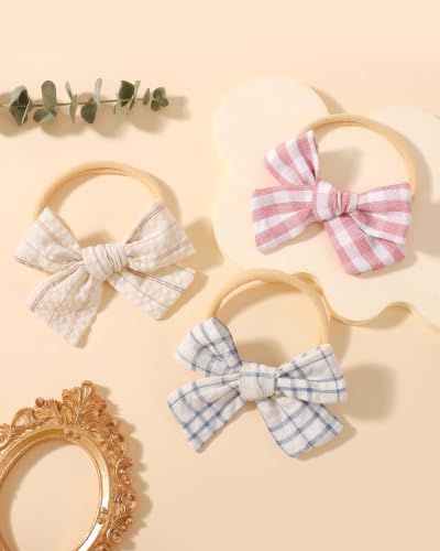 doboi 10PCS Baby Headbands Nylon Hair Bows for Girls Infant Newborn - color: beige