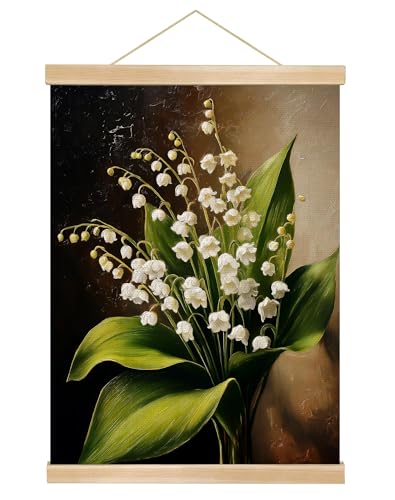 You found a duck Vintage Lily of The Valley Flower Poster Wall Art Decor,Retro Plants Wall Art,Flowers Linen Hanging Poster for Bedroom Living Room Office, Farmhouse,18.5X14inch (HD010) - color: HD010