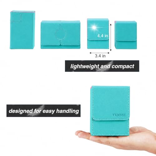 Venssu MTG Deck Box with Commander Display, Fits TCG Cards (Turquoise&Pink) - color: Turquoise and Pink