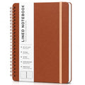 Lined Spiral Notebook for Women, A5 College Ruled Leather Spiral Journals - color: Brown, size: A5
