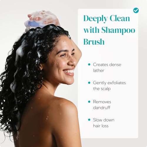 HEETA 2-Pack Large Scalp Massager Scrubber Shampoo Brush for Hair Growth - color: New Pink & Blue