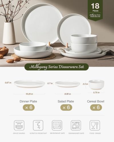 Famiware Milkyway 18-Piece Stoneware Dinnerware Set, White - color: White, size: Service for 6 (Standard Dinner Set)