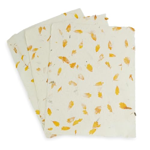 Handmade Lokta Deckle-Edge Printer Paper 8.5x11 (25 Sheets, Marigold) - color: Marigold