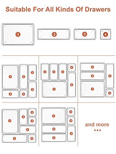 SMARTAKE 22 PCS Drawer Organizer, 4-Size Desk Bathroom Drawer Organizer - size: Large