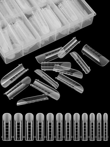 EBANKU 120Pcs Matte Dual Nail Forms Clear Poly Gel Nail Molds - color: Clear
