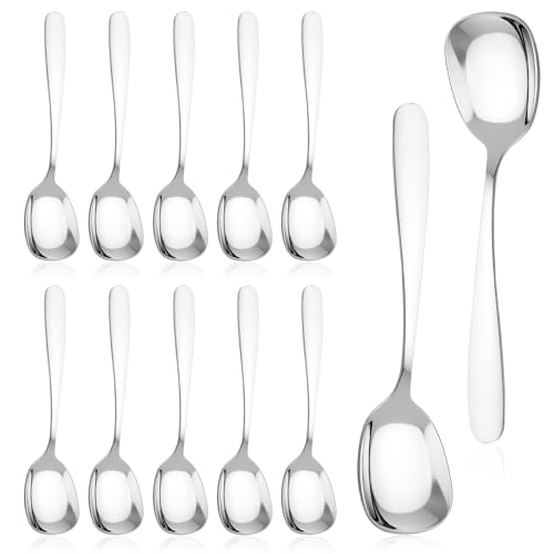12 Pcs Square Head Soup Spoons, Premium Korean Spoon