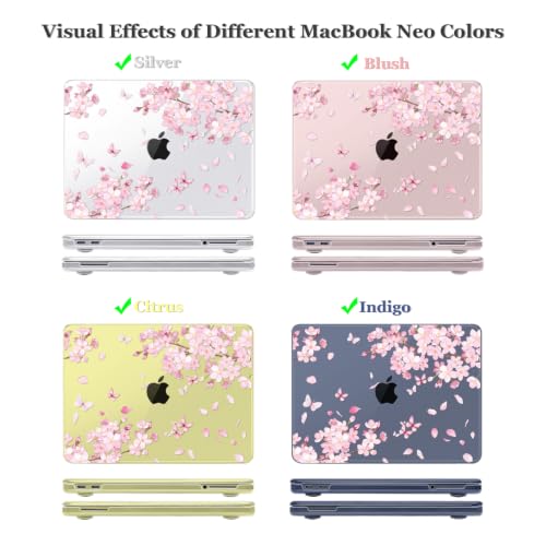 Cherry Blossom Protective Case for 2026 MacBook Neo 13 Inch A3404 - color: Cherry Blossom & Butterfly