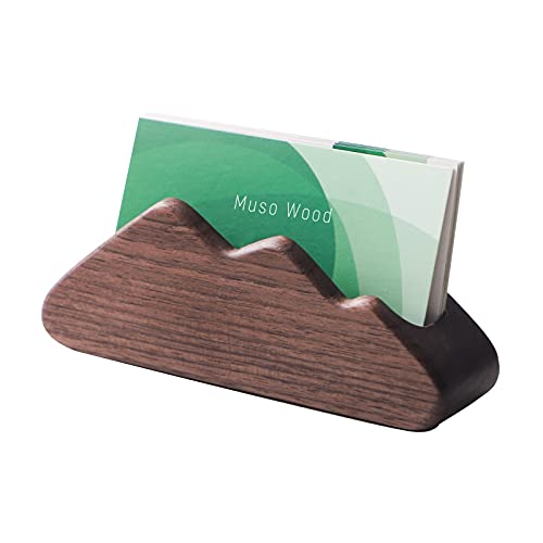 muso wood Business Card Holder for Desk 2 Pack (Walnut) - size: Walnut 2 Pack