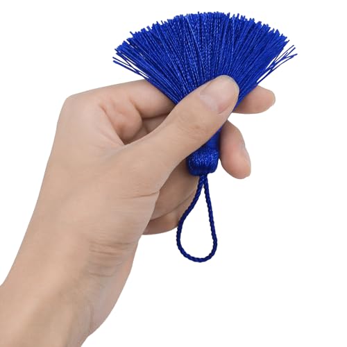 20Pcs 4.3 Inch Silky Mini Craft Tassels for Earrings, Souvenir(Navy Blue) - color: Navy Blue