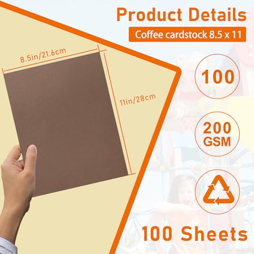 Guakicae 100 Sheets Coffee Color Cardstock 8.5 x 11 Craft Paper 75lb - color: Coffee, size: 100 Sheets