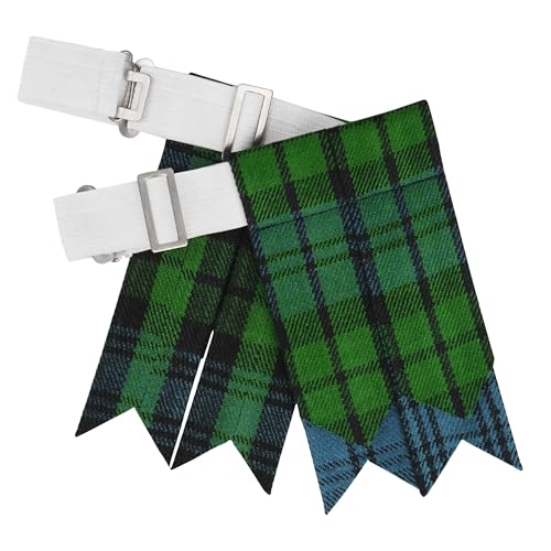 EZE Kilt Flashes for Men with Heavy Buckle Adjusters, Plain & Tartan Kilt Sock Flashes Acrylic Wool - color: Campbell Ancient