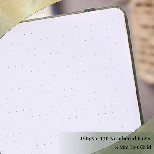TIEFOSSI Dot Journal Notebook for Women Men, 160GSM Notebook - color: Green, size: Dot