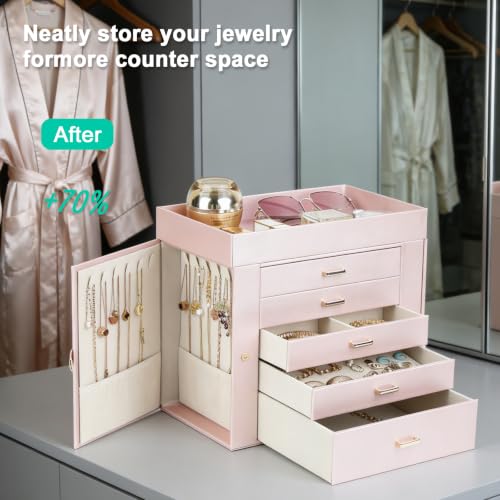 BOOVO Large Jewelry Boxes For Women (Rose Gold, 6 Layer) - color: Rose Gold, size: 6 Layer