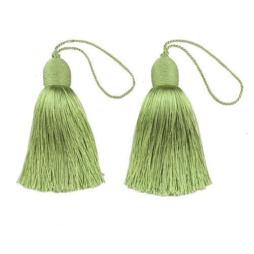 2Pcs Key Tassel with Loop DIY Handmade Craft Accessories,Green - color: Green