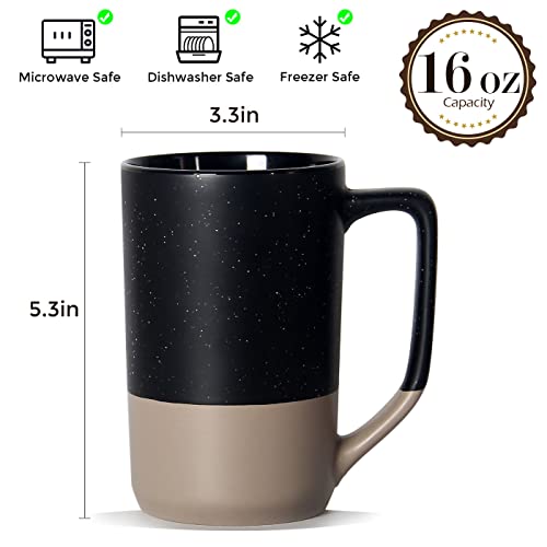16 OZ Large Coffee Mug, Ceramic Coffee Mugs, Big Tea Cup, Black - color: Black