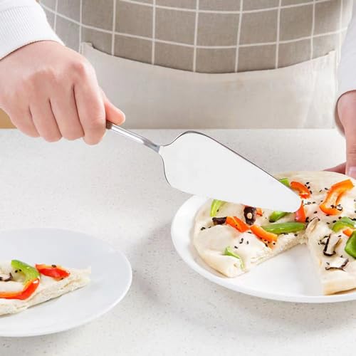 Cake Pie Servers Set,Stainless Steel Pizza Cake Slicer Server,Cake Cutter with Serrated Edges for Kitchens Restaurants Brithday Parties Set of 6 - color: Silver Set of 6