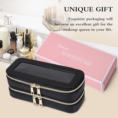 Pinkmik Double Layer Makeup Bag, Black, Double SLIM - color: B3/Black, size: 2-Layer SLIM