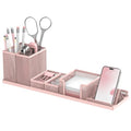 Pen Holder for Desk, 6-Piece Mesh Desk Organizer with Phone Holder, Pink - color: Pink