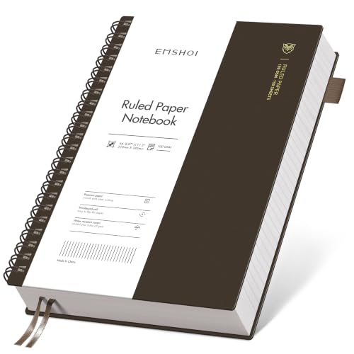 EMSHOI Lined Spiral Journal Notebook, 300 Pages, A4 Size (8.2'' x 11.2'') - color: Coffee, size: A4