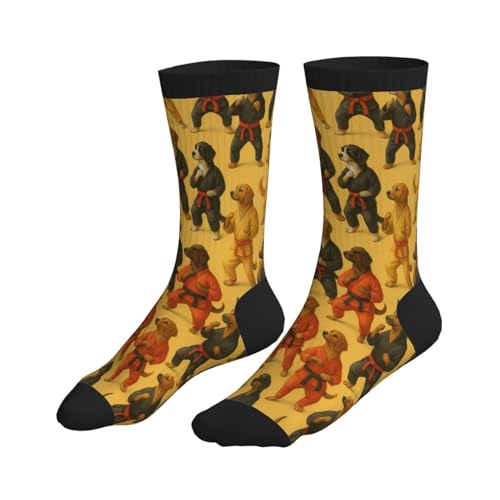 Crew Athletic Socks Funny Crazy Casual Sports Novelty Dress Socks for Women Men Running Hiking - color: Funny Yellow Dog