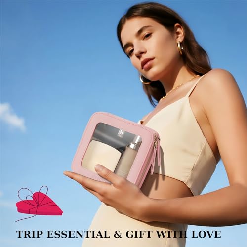 Clear Mini Makeup Bag, Cosmetic Make Up Pouch with Zipper, Pink - color: Pink, size: Mini