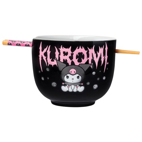 Silver Buffalo Sanrio Hello Kitty Kuromi, Ramen Bowl with Chopsticks, 20oz - color: Kuromi, size: 20 Ounces (No Spoon)