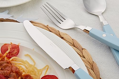 ANNOVA Silverware Set, Retro/Rivet Colorful Stainless Steel Tableware Kitchen Flatware Set Utensils, Includes Dinner Knives, Forks, Spoons, Salad Forks & Dessert Spoons (Sky Blue, 20 Pieces) - color: Light Blue