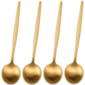 5.1 Inches Satin Gold Coffee&Tea Spoons,Small Demitasse Spoon,Mini Spoons For Stirring,Gold Teaspoons Set Of 4 SS18/10 Solid Round Spoon - color: Gold, size: 5.1 Inch