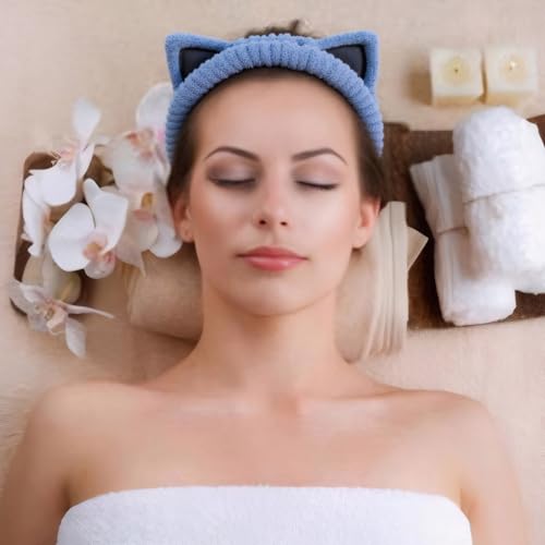 2Pcs Spa Headband for Washing Face Skincare Makeup Headbands for Women - color: Blue + Red