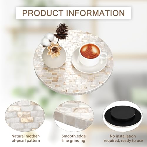 Reallnaive Mother of Pearl Lazy Susan, Round, Marble - color: Marble, style: Round
