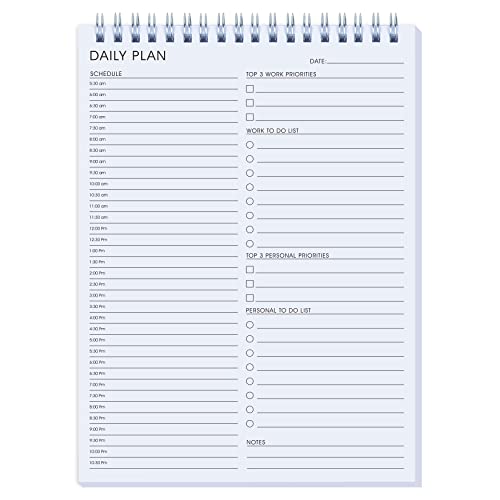 Daily Shedule Planner Half-Hourly Personal Organizer 6.5"x 10" - color: White-Hourly-L